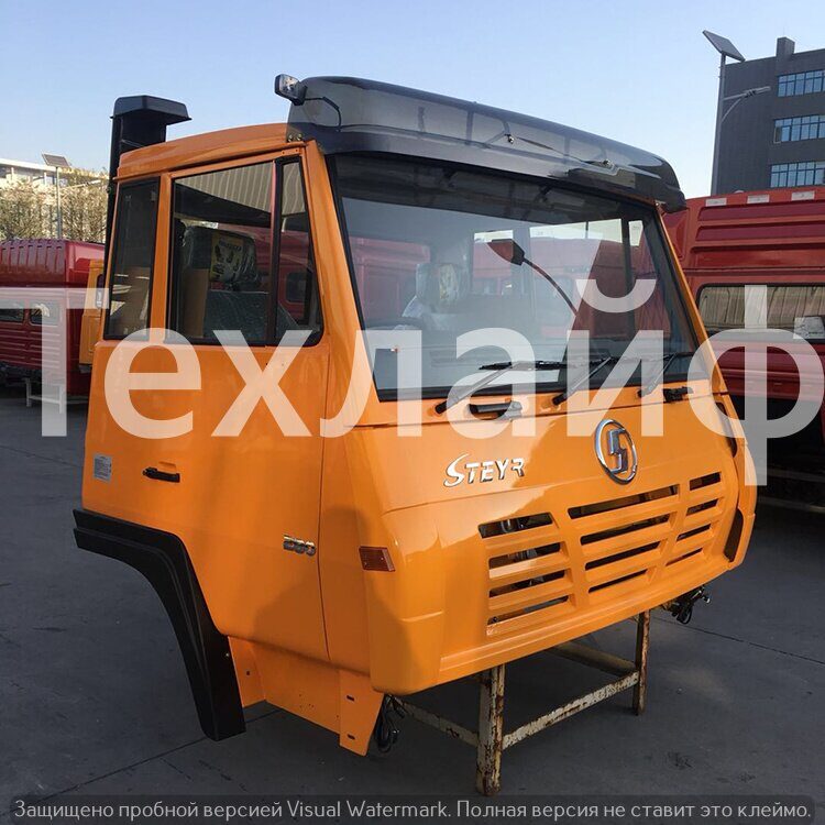 Кабина Shaanxi / Shacman SX3254 Steyr Orlan в сборе оранжевая/жёлтая, самосвал